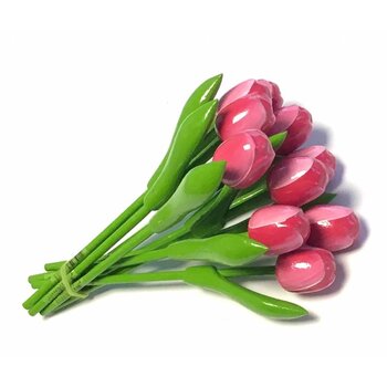 Bouquet of Pink and White Wooden Tulips