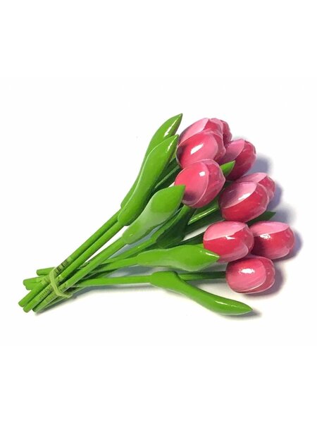 Bouquet of Pink and White Wooden Tulips