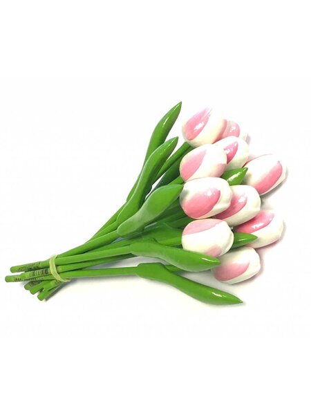 Bouquet white - pink wooden tulips