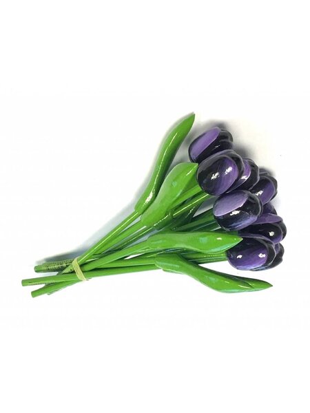 Bouquet of wooden tulips dark purple