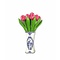  small wooden tulips in pink-white in a Delft blue vase