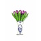  kleine houten tulpen in de kleur paars in een Delfts blauwe vaas