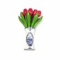 Tulpen aus Holz der Farbe Rosa in einer Delft blauen Vase