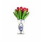  kleine Tulpen aus Holz in rosa in einem blauen Vase Delft