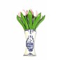 wooden tulips in white-pink in a Delft blue vase