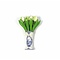  kleine Tulpen aus Holz in weiß in einem blauen Vase Delft