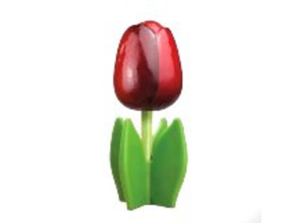 Nijhuis klompenfabriek Rode houten tulp op een blad