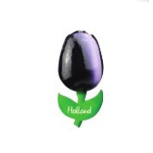 Donker paarse houten tulp magneet 6cm