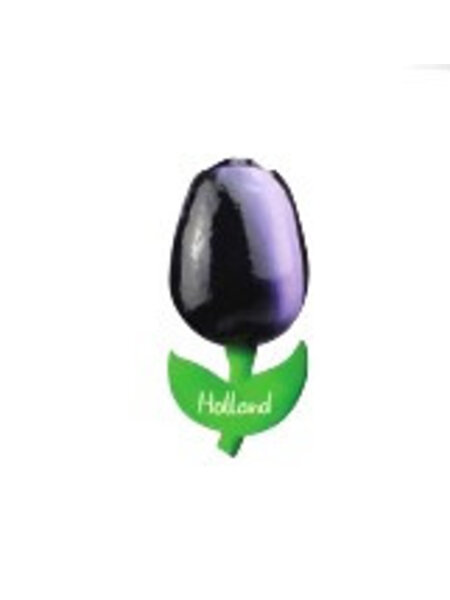 Donker paarse houten tulp magneet 6cm