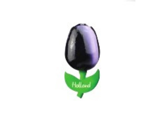 Dark purple wooden tulip magnet 6cm