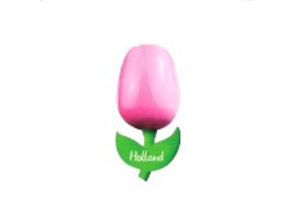 Nijhuis klompenfabriek Houten tulp op een magneet roze - wit