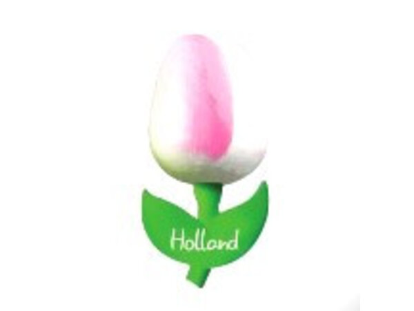 wooden tulip white - pink on a magnet