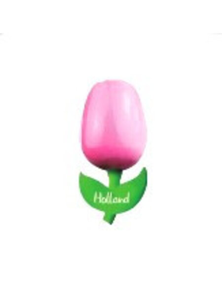 Houten tulp op een magneet roze - wit