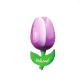 Paarse houten tulp op een magneet