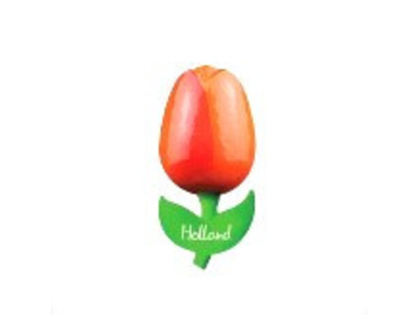 Nijhuis klompenfabriek wooden tulip on a magnet orange