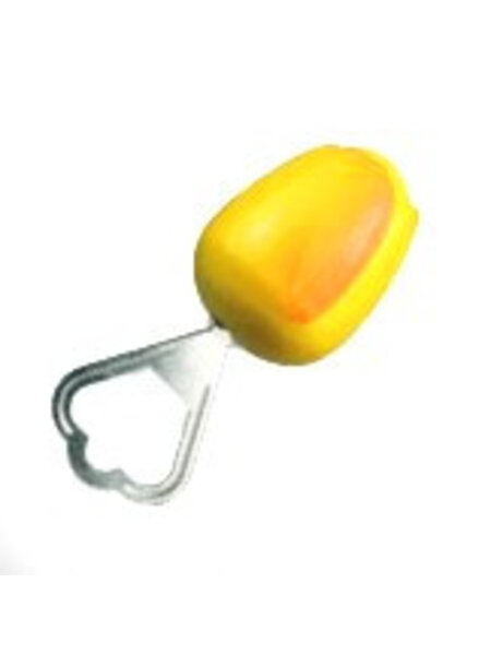 Gele houten tulp flesopener 