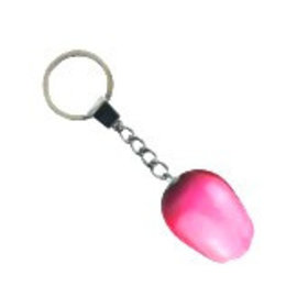 Roze - witte houten tulp sleutelhanger