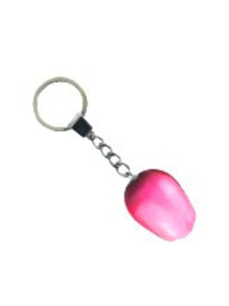 Pink - white wooden tulip keyring