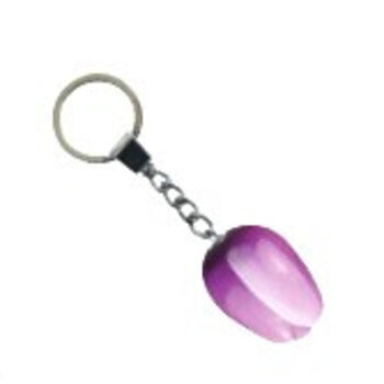 Purple wooden tulip keychain