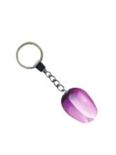 Purple wooden tulip keychain
