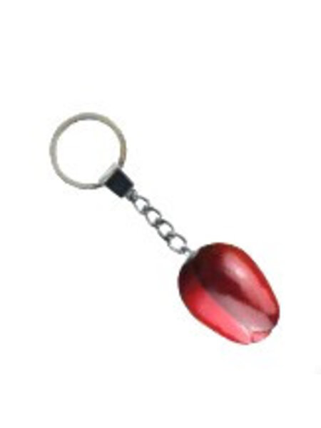 Rode houten tulp sleutelhanger