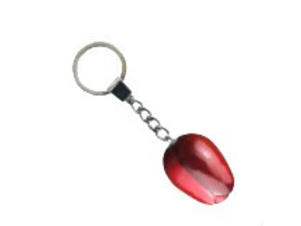 Rode houten tulp sleutelhanger