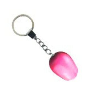 Pink wooden tulip keychain