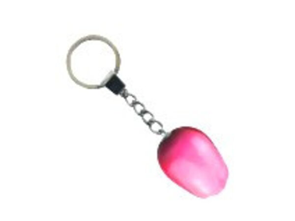 Pink wooden tulip keychain