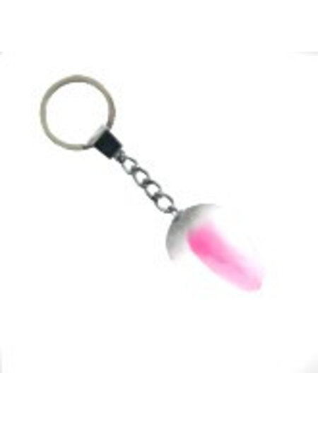 White-pink wooden tulip keyring