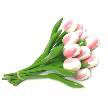 Strauß aus Holztulpen in Weiß -Rosa