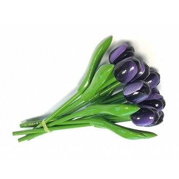Boeket Houten Tulpen Donker Paars