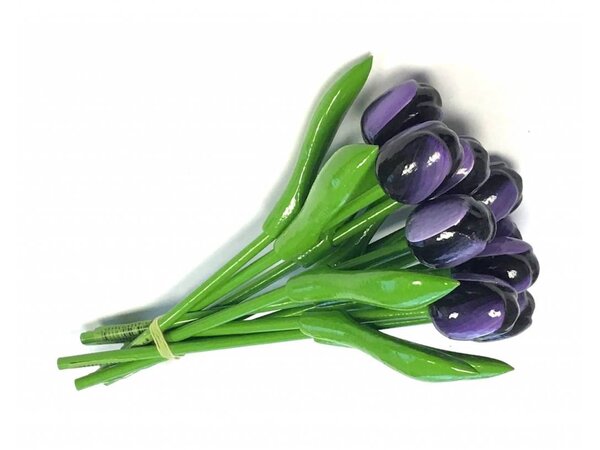 Boeket Houten Tulpen Donker Paars