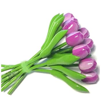 Blumenstrauß mit lila Tulpen aus Holz