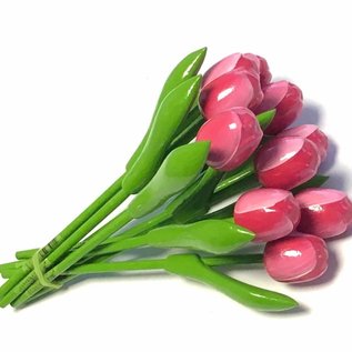 Bouquet Holz Tulpen in rosa-weiß