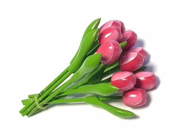 Bouquet of Wooden Tulips Pink-White