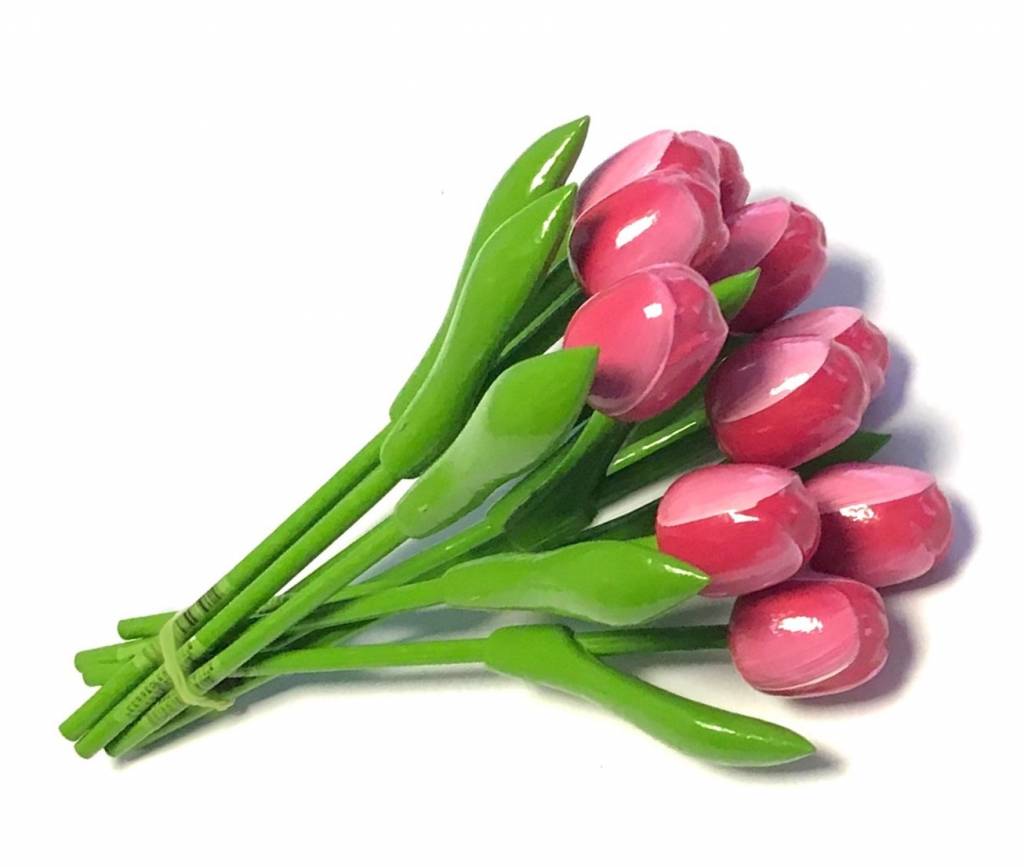 olie houder hoog Boeket houten tulpen roze/wit Goedkope houten tulpen