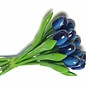 Bouquet of blue wooden tulips