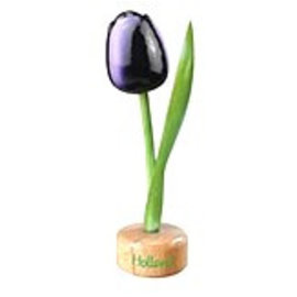 Wooden tulip on a pedestal in dark purple