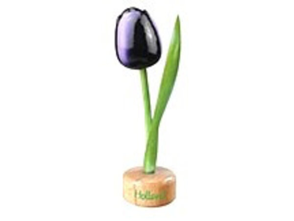 Houten tulp op een voet in de kleur donker paars Houten tulp op een voet in de kleur donker paars