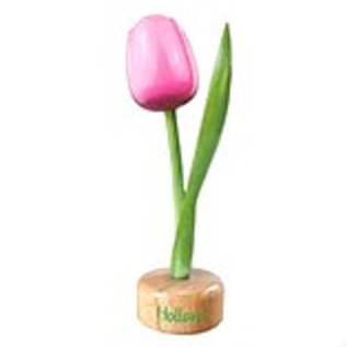 houten tulp op een voet in de kleur rose / wit