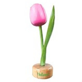 wooden tulip on foot in pink / white