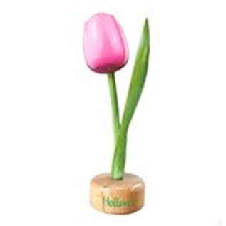 houten tulp op een voet in de kleur rose / wit