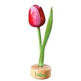 houten tulp op een voet in de kleur rood / wit