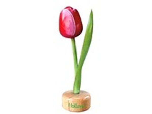 houten tulp op een voet in de kleur rood / wit houten tulp op een voet in de kleur rood / wit