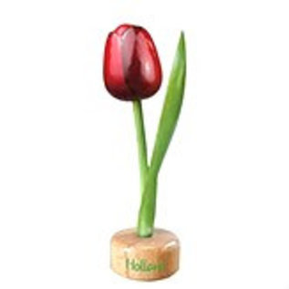 houten tulp op een voet in de kleur rood