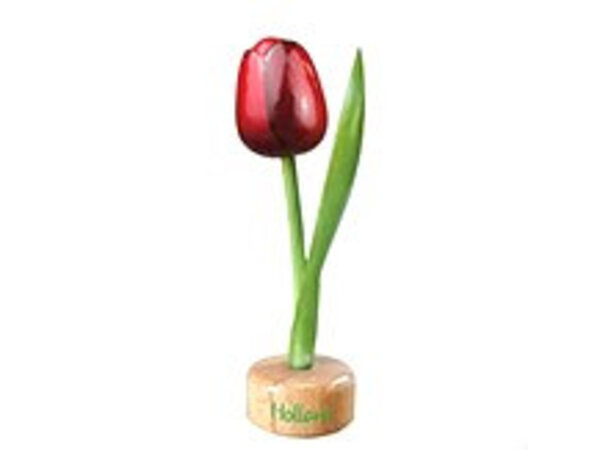 Nijhuis klompenfabriek houten tulp op een voet in de kleur rood