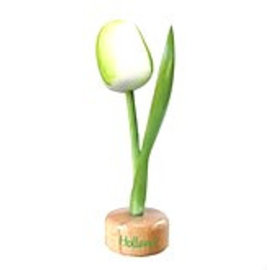 houten tulp op een voet in de kleur wit