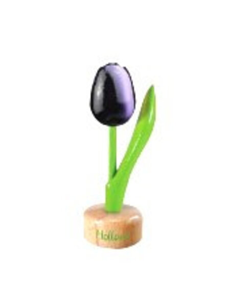 Holztulpe auf Fuß in dunkelviolett