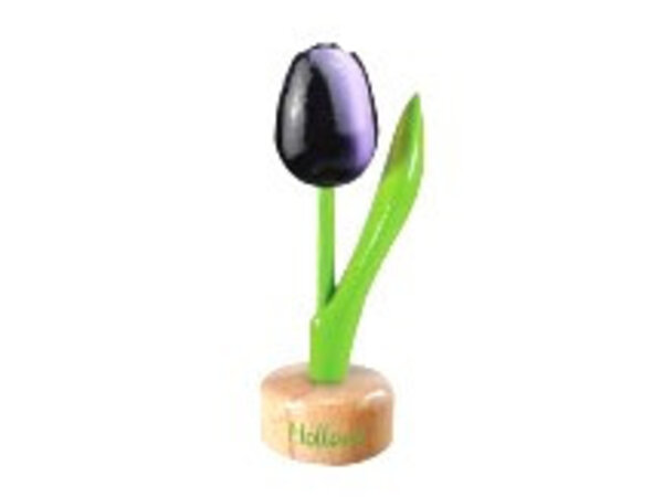 wooden tulip on a pedestal in dark purple