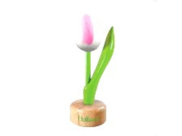 wooden tulip on foot in white-pink